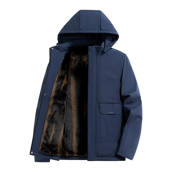 Goodtrade8 Mens Big and Tall Jackets Hooded Zipper Outwear with Pockets Solid Color Warm Coats for Men Lightweight