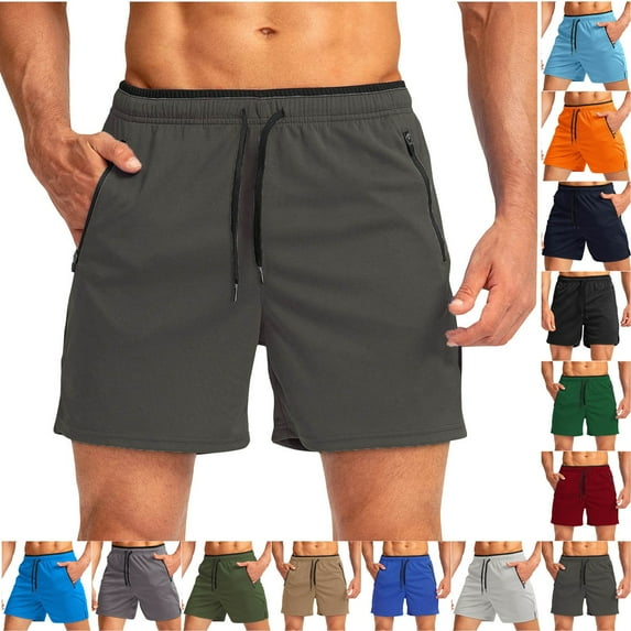 Goodtrade8 Mens Dry Fit Athletic Shorts Running Pockets Short Pants Summer,Drawstring Casual Breathable Sport Shorts for Men Elastic Waist,Size 31