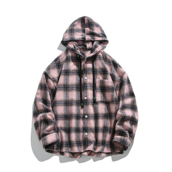 Goodtrade8 Mens Fleece Jackets Plaid Outwear Long Sleeve Winter Button Casual Thick Coats for Men