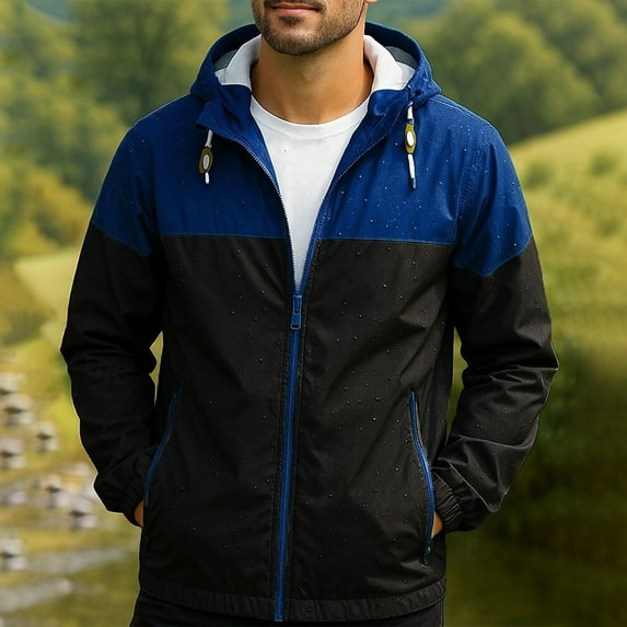 Goodtrade8 Mens Jackets Athletic Cargo Outwear Hooded Winter Zipper Long Sleeve Solid Color Coats for Men Fashion