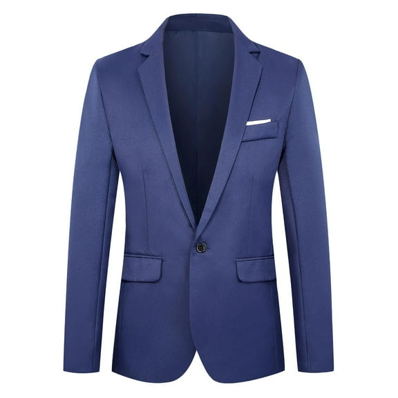 Goodtrade8 Mens Jackets Lightweight Casual Button Suit Coat Plain V-Neck Navy Pocket Outdoor Winter Coats for Men