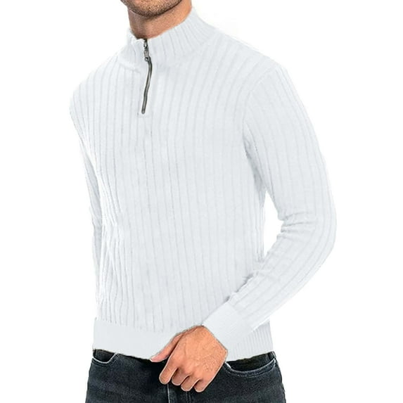 Goodtrade8 Mens Jackets Quarter Zipper Thin Sweater Coat Plain Casual White Stand Collar Outdoor Mens Coats Big and Tall