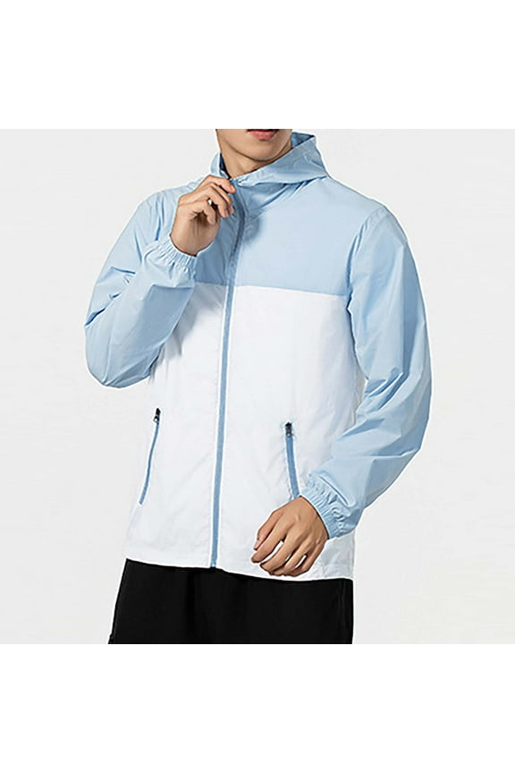 Mens Jackets Running Zipper Outwear Big and Tall Hooded Lightweight Fashion Coats for Men Long Sleeve