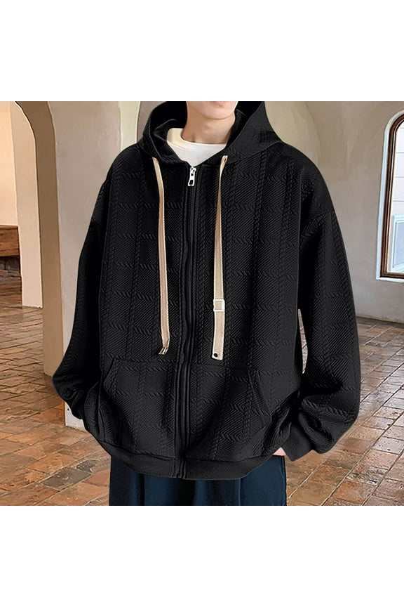 Mens Lightweight Jackets Big and Tall Outwear Hooded with Pockets Warm Zipper Long Sleeve Coats for Men