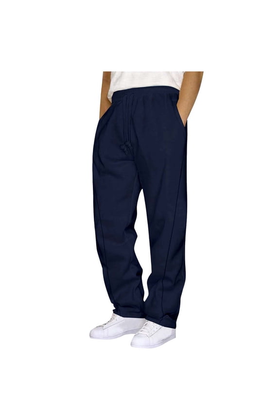 Mens Pants Relaxed Fit Open Bottom with Pockets Casual Baggy Joggers Activewear Elastic Waist Workout Men's Pants