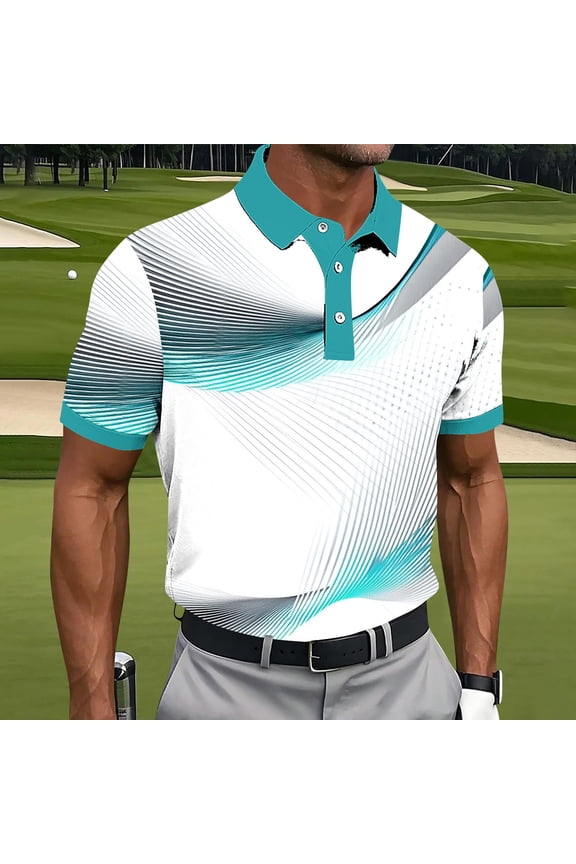 Mens Polo Shirts Short Sleeve Work Pullover Summer Gift for Men Casual Button up T-Shirts for Men Print