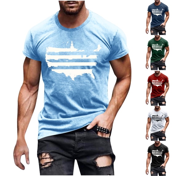 Goodtrade8 Mens Short Sleeve Shirts Sports Muscle Pullover Summer Graphic Outfits Style T-Shirts for Men Crew Neck