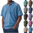 thumbnail image 1 of Goodtrade8 Mens Short Sleeve Shirts Work Pockets Dress Shirts Button down Collar Gift for Men Plain Summer Polo T-Shirts for Men Camisas de Hombre, 1 of 7