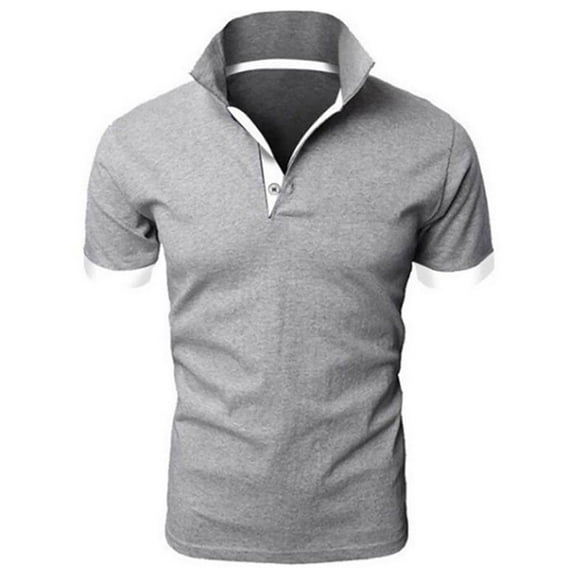 Goodtrade8 Mens Short Sleeve T-Shirts Polo Solid Color Pullover Collared Casual Big and Tall Outdoor Work Shirts for Men Summer