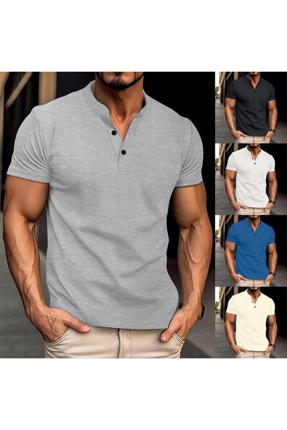 Mens Short Sleeve T-Shirts Summer Casual Pullover Plain Sports Outdoor Workout Crew Neck Shirts for Men