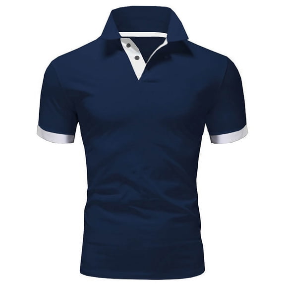 Goodtrade8 Mens Short Sleeve T-Shirts Summer Collared Pullover Fashion Solid Color Big and Tall Work Regular Shirts for Men Outdoor