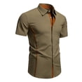thumbnail image 1 of Goodtrade8 Mens Short Sleeve T-Shirts Summer Work Button Casual Collared Plain Button up Regular Shirts for Men Outfits, 1 of 7