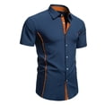 thumbnail image 1 of Goodtrade8 Mens Short Sleeve T-Shirts Summer Work Button Casual Plain Regular Collared Button up Shirts for Men Outdoor, 1 of 6