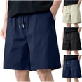 thumbnail image 1 of Goodtrade8 Mens Shorts Pocket Big and Tall Workout Loose Solid Color Casual Drawstring Straight Shorts for Hiking, 1 of 7