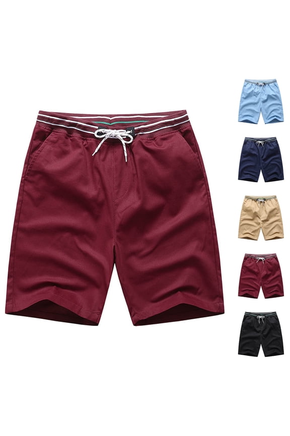 Mens Shorts Pockets Big and Tall Outwear Casual Lightweight Solid Color Drawstring Athletic Men's Shorts