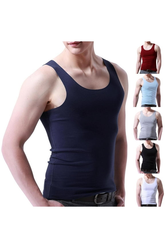 Mens Sport Tank Tops Undershirts Sleeveless T Shirts Plain Ice Slik Breathable Lightweight Crew Neck Stretch Athletic Shirts for Men Summer