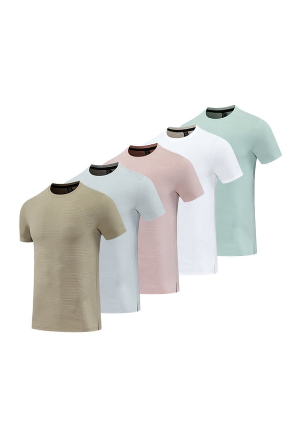 Mens Sports Shirts Summer Short Sleeve Pullover Casual Muscle Cooling Breathable Crew Neck Plain T-Shirts for Men