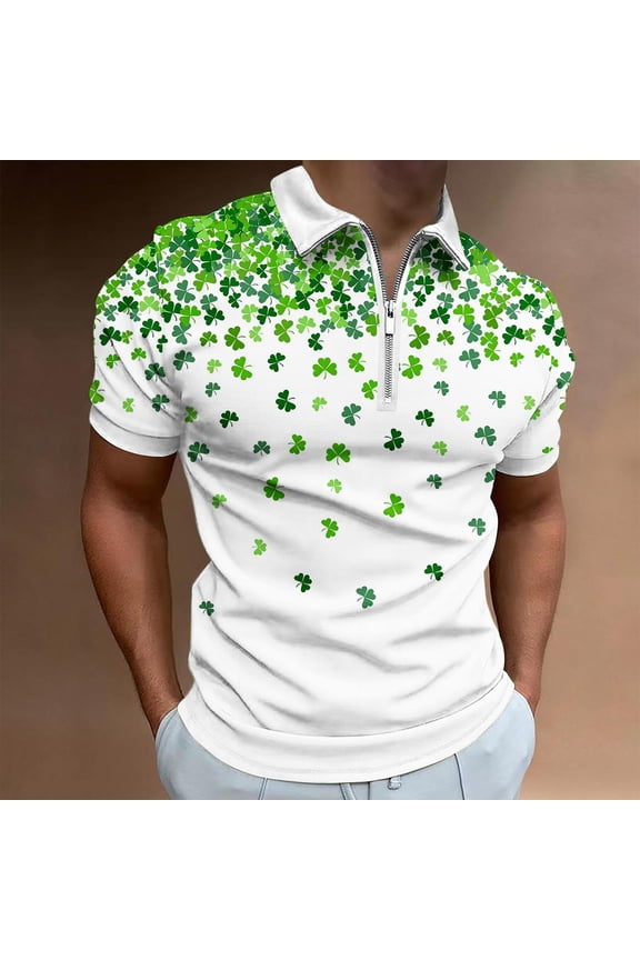 Mens St Pattys Day Shirts Green Irish Short Sleeve Crew Neck Holiday Casual Printed Men's T-Shirt