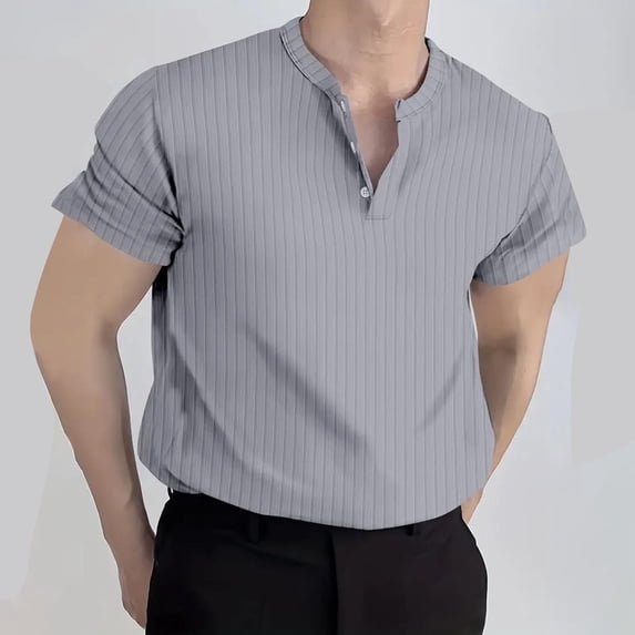 Goodtrade8 Mens Summer Shirts Office Pullover Trendy Stylish V-Neck T-Shirts for Men Plain