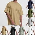 thumbnail image 1 of Goodtrade8 Mens Summer Shirts Short Sleeve Plain Pullover Big and Tall Loose Crew Neck T-Shirts for Men Outfits, 1 of 9