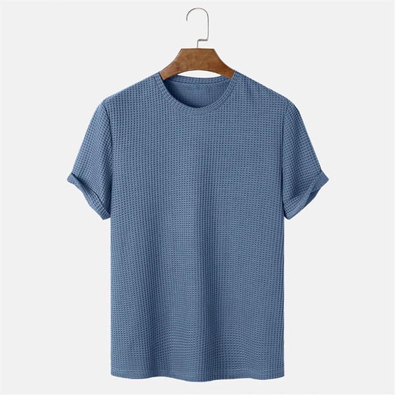 Goodtrade8 Mens Summer Shirts Short Sleeve Pullover Wrinkle-resistant Trendy Plain Crew Neck T-Shirts for Men