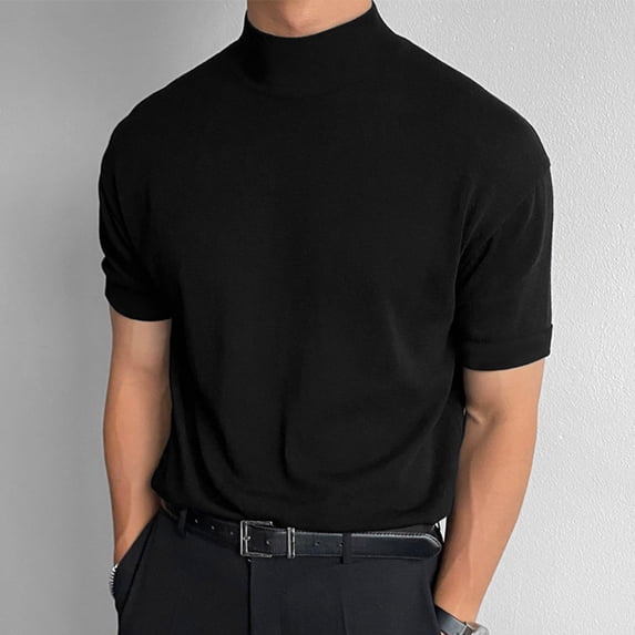 Goodtrade8 Mens Summer Shirts Short Sleeve Slim Pullover Trendy Solid Color Stylish Crew Neck T-Shirts for Men