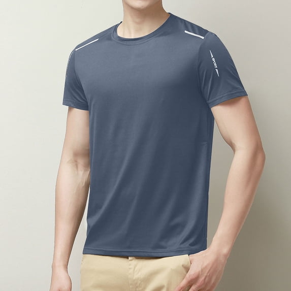 Goodtrade8 Mens Summer Shirts Slim Pullover Short Sleeve Trendy Round Neck Stylish T-Shirts for Men