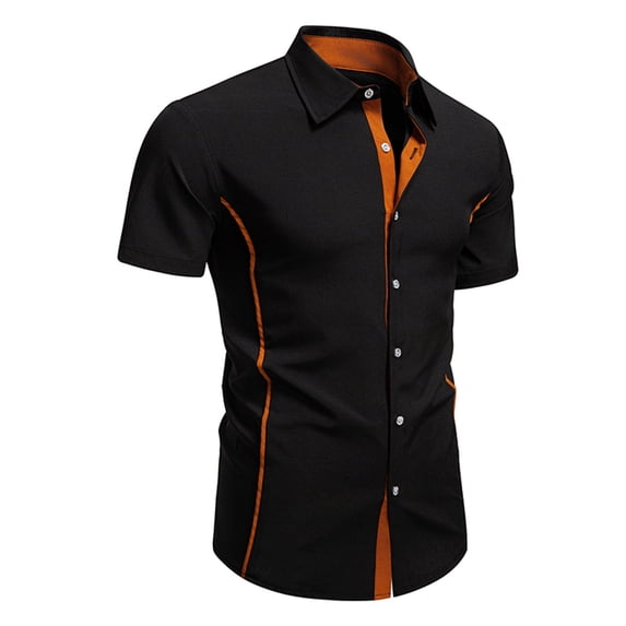 Goodtrade8 Mens Summer Shirts Solid Color Short Sleeve Button Work Collared Regular Outfits Button up Fashion T-Shirts for Men V-Neck