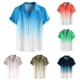 thumbnail image 1 of Goodtrade8 Mens Summer T-Shirts Collared Short Sleeve Button Gradient Print Dress Shirts Casual Outfits Crew Neck Shirts for Men, 1 of 6