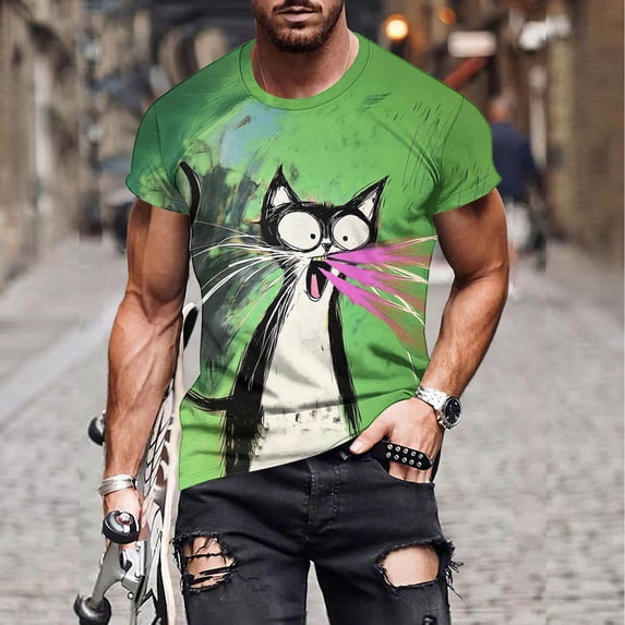 Goodtrade8 Mens Summer T-Shirts Short Sleeve Casual Pullover Slim Fit Funny Style Crew Neck Outdoor Shirts for Men Plain