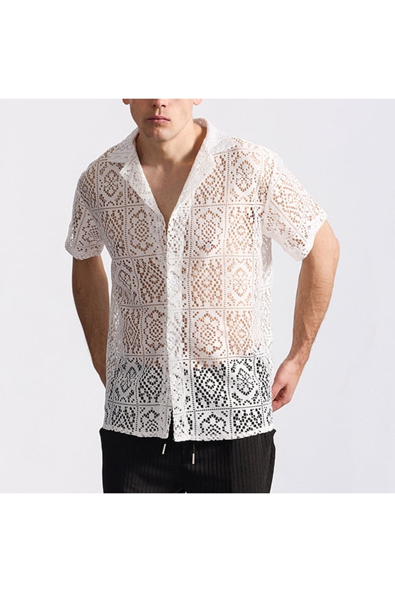 Mens Summer T-Shirts Short Sleeve Collared Button Plain Button up Casual Crew Neck Outdoor Shirts for Men