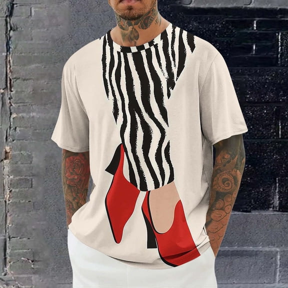 Goodtrade8 Mens Summer T-Shirts Short Sleeve Pullover Pattern Work Travel Funny Crew Neck Shirts for Men