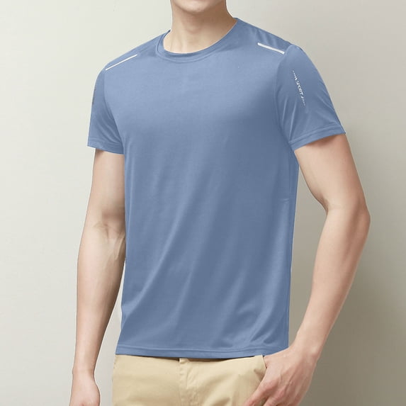 Goodtrade8 Mens Summer T-Shirts Short Sleeve Slim Pullover Work Crew Neck Solid Color Shirts for Men Travel