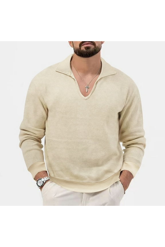 Mens Sweater Big and Tall Knitted Solid Color Long Sleeve Casual High Neck Mens Sweaters and Pullovers Sizes S-3XL