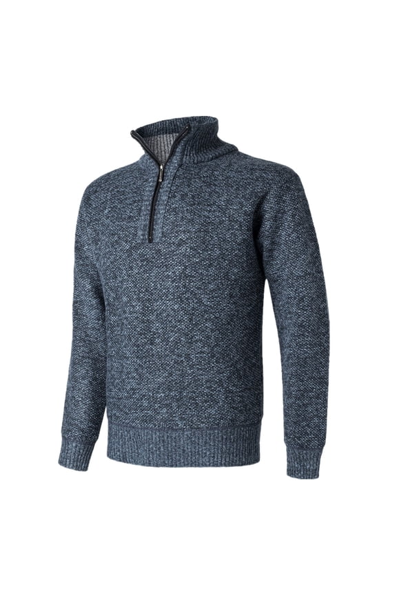 Mens Sweaters Knitted Quarter Zipper Long Sleeve Solid Color Wool Casual High Neck Mens Sweaters and Pullovers