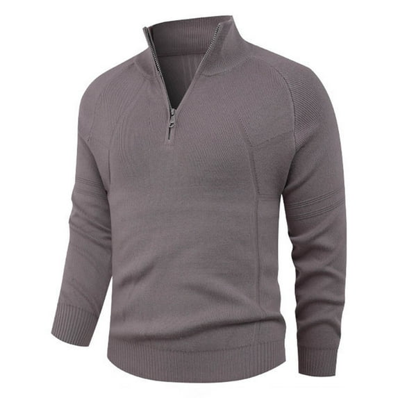 Goodtrade8 Knitted Mens Sweater Quarter Zipper Long Sleeve High Neck Casual Solid Color Mens Sweaters and Pullovers Sizes M-3XL