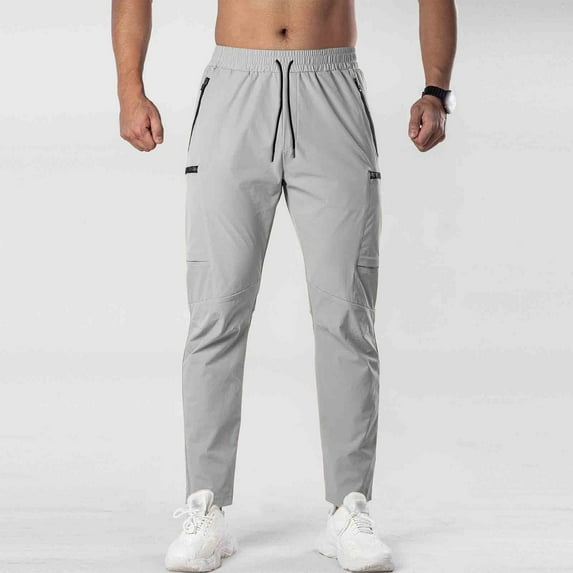 Goodtrade8 Mens Sweatpants Baggy Zipper Pockets Athletic Elastic Waist Joggers Activewear Gym Pants for Men