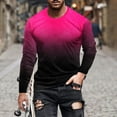 thumbnail image 1 of Goodtrade8 Mens Tops Casual Gradient Long Sleeve Hot Pink Crew Neck Shirts for Men, 1 of 5