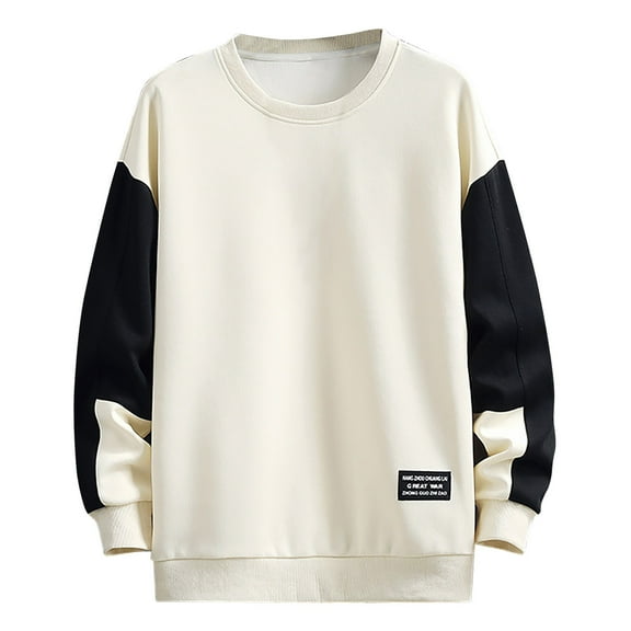 Goodtrade8 Mens Tops Color Block Casual Long Sleeve Crew Neck Oversized Sweatshirt