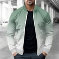 thumbnail image 1 of Goodtrade8 Mens Winter Jackets and Coats Gradient Zip up Bomber Jacket Casual Crew Neck Pocket Green Outdoor Coats for Men, 1 of 5
