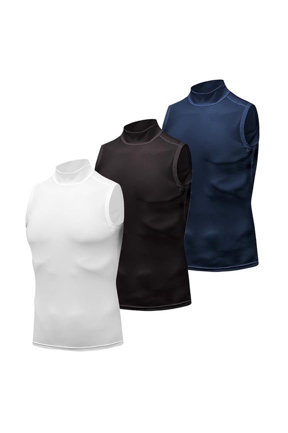 Mens Workout Tank Tops Sleeveless Casual T Shirts Summer Plain High Neck Undershirts Breathable Lightweight Athletic Shirts for Men Stretch