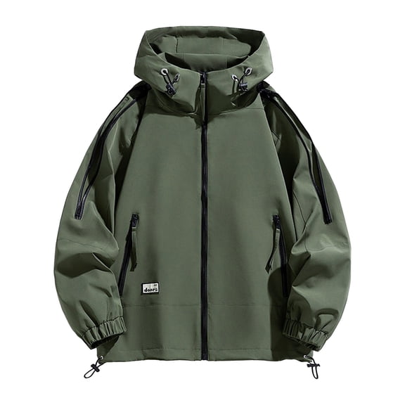 Goodtrade8 Mens Zipper Jackets Big and Tall Winter Outwear Hooded Long Sleeve Solid Color Coats for Men Warm