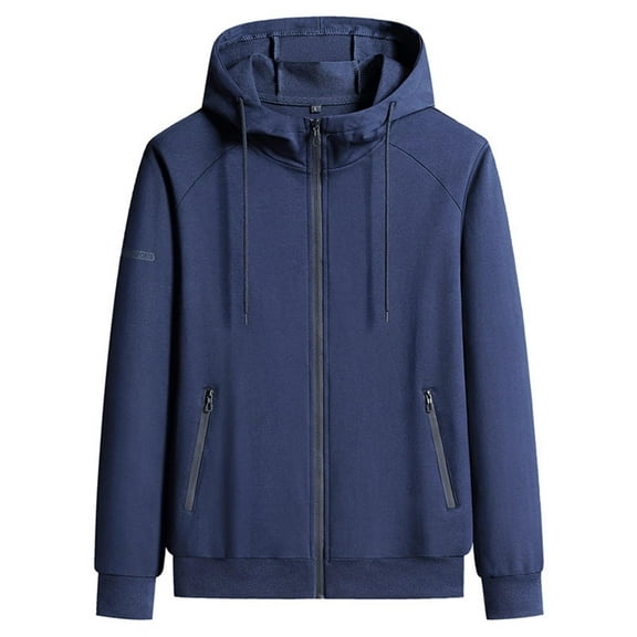 Goodtrade8 Mens Zipper Jackets Hooded Outwear Long Sleeve Solid Color with Pockets Casual Coats for Men Lightweight