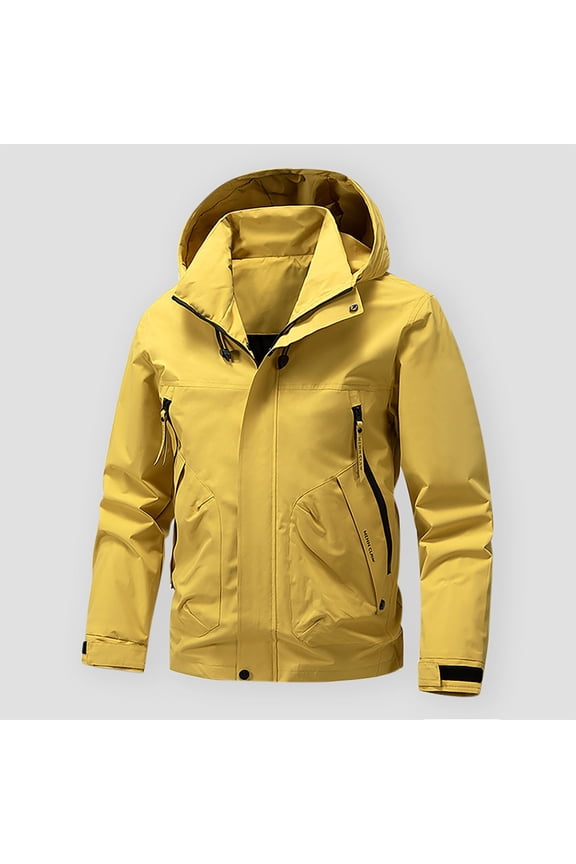 Pockets Mens Jackets Zip up Windbreaker Hooded Long Sleeve Casual Plain Men Coats with Hood