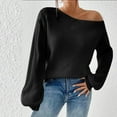 thumbnail image 1 of Goodtrade8 One Shoulder Light Sweaters for Women Casual Solid Color Black Long Sleeve Sweater Women Tops, 1 of 4