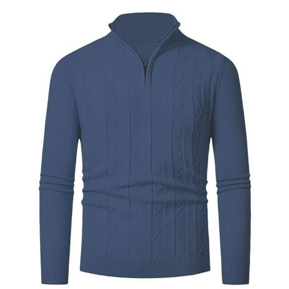 Goodtrade8 Outdoor Shirt Jacket Quarter Zipper Zip up Winter Jackets for Men Plain Stand Collar Long Sleeve Casual Winter Coats for Men