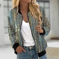 thumbnail image 1 of Goodtrade8 Oversized Coats for Women Zip up Bomber Jacket Pocket Casual Striped Women's Winter Tops, 1 of 5