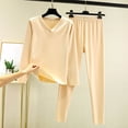 thumbnail image 1 of Goodtrade8 Pajamas for Women Set Plus Size Fleece V-Neck 2 Piece Long Sleeve Solid Color Casual Pj Tops for Women, 1 of 5
