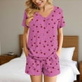 thumbnail image 1 of Goodtrade8 Petite Woman Plus Pajamas with Pocket Sleepwear V-Neck Casual Printed Short Sleeve Women Pj Sets, 1 of 8
