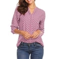 thumbnail image 1 of Goodtrade8 Plus Size Fall Tops for Women Long Sleeve Polka Dot Pink Casual V-Neck Winter Shirts for Women Plus Size, 1 of 6